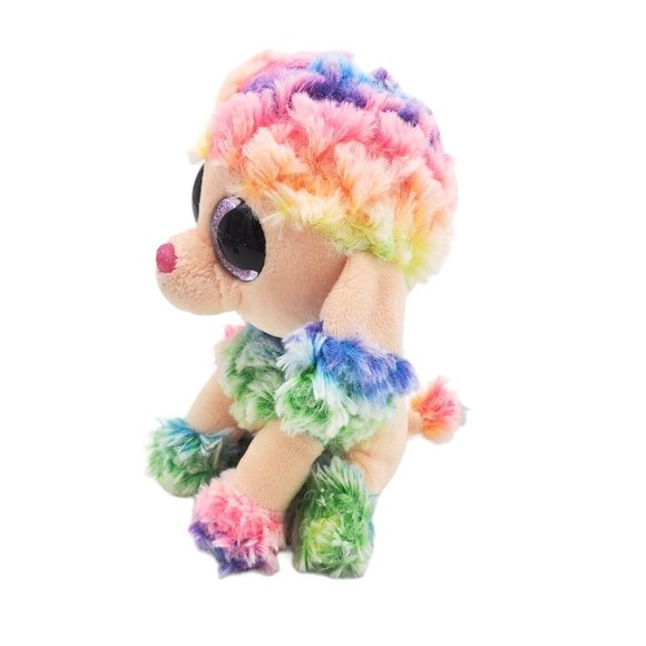 Ty Beanie Boos Rainbow Poodle Dog Plush Bean‎ Bag Toy Large Eyes 6" Colorful - Picture 2 of 6